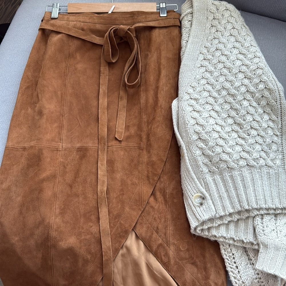 Free People Tan Suede Midi Skirt - Picture 13 of 13